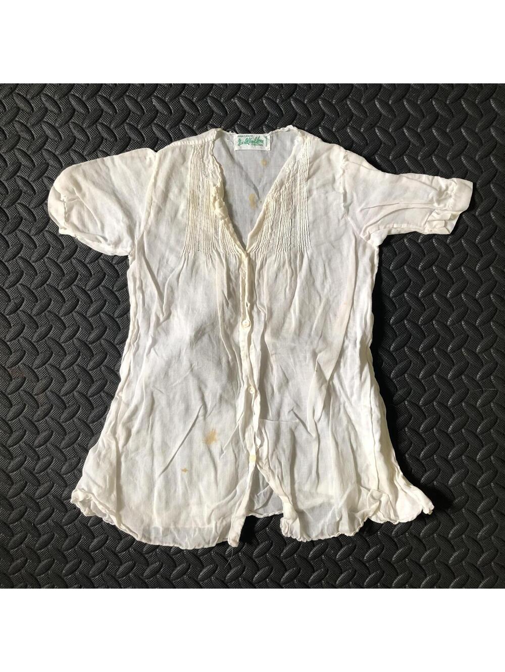 Vintage Alfredo Leon Handmade White Button-Up Toddler Dress